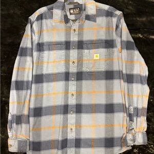 Carhartt Men's Plaid Button-Down Shirt - Blue & Orange